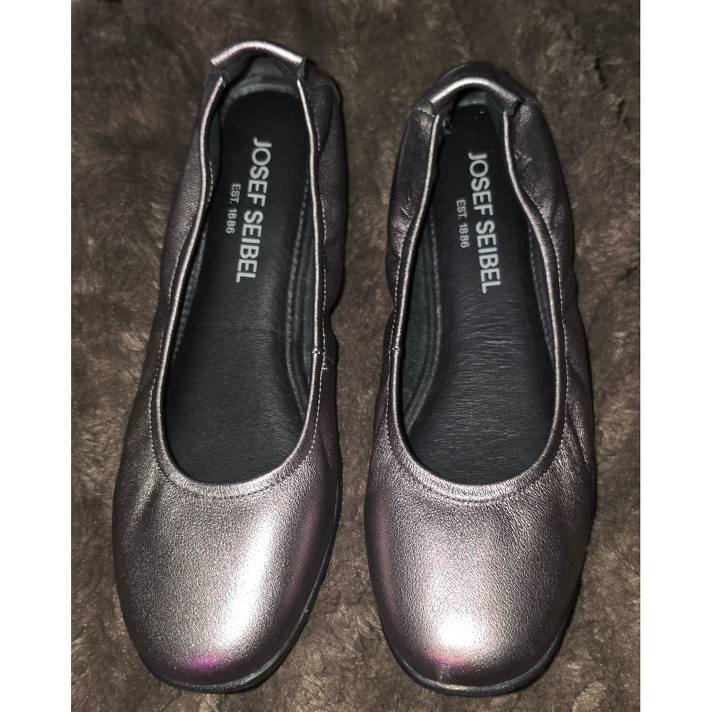 Josef Seibel Fenja 01 Metallic Pewter Leather Ballet Flats Womens 36/5.5 or